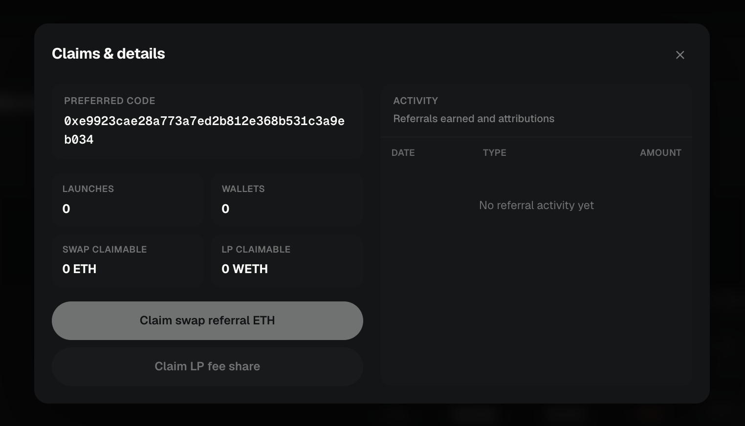 Referral claims panel