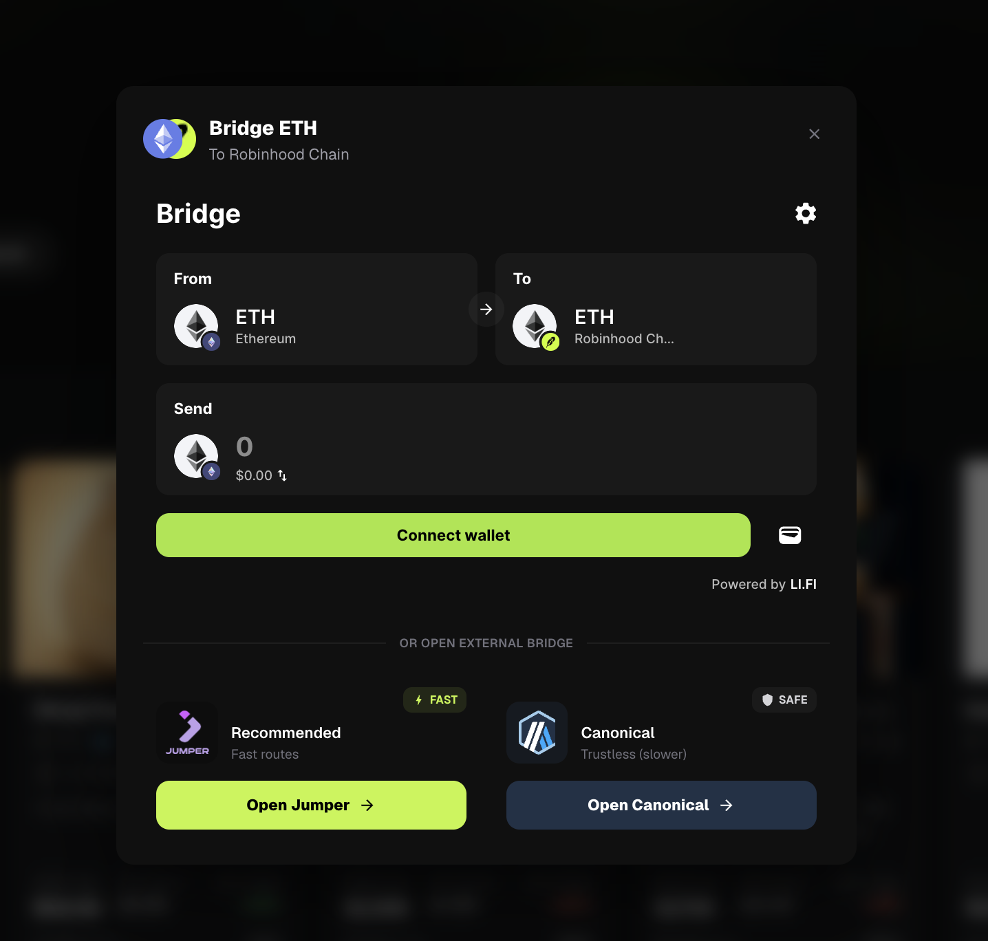 Bridge modal