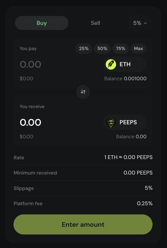 Buy $PEEPS in Resources menu
